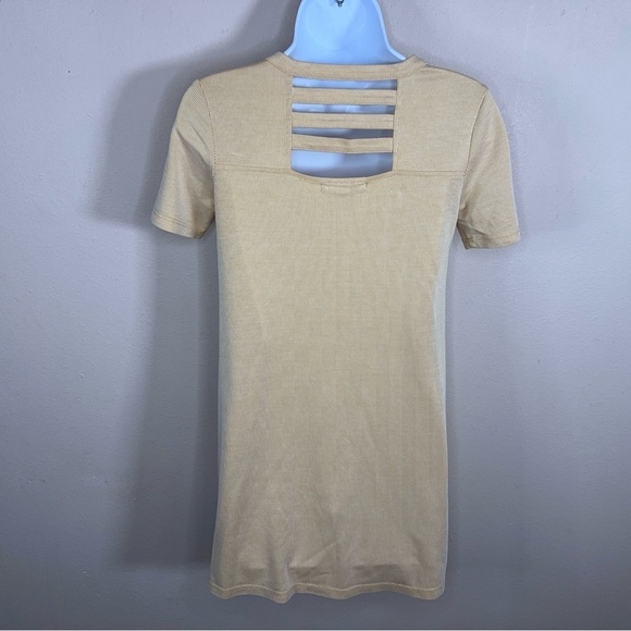 XS BCBGENERATION MUSTARD YELLOW WHITE STRIPED TUNIC TOP STRETCH - Picture 4 of 10